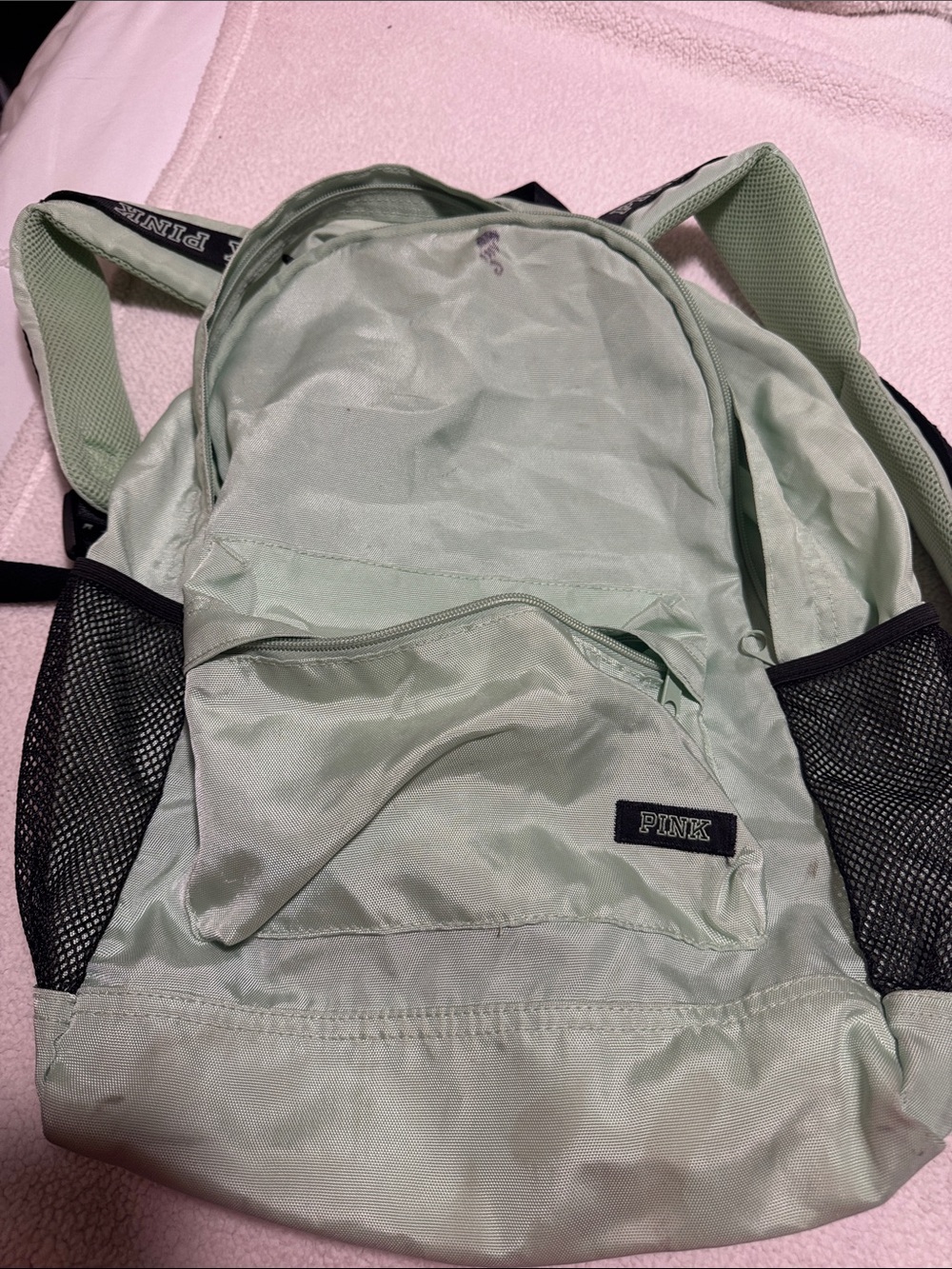 PINK Victoria's Secret Light Mint Men's Backpack with Black Mesh Accents